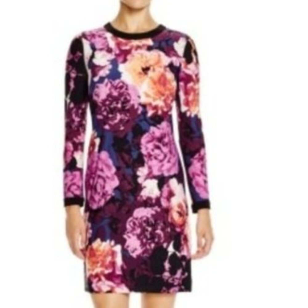 Eliza J Women’s Purple/Orange Floral Peony Long Sleeve Sheath Dress Size 20W